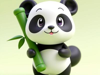 CUTE PANDA HOLDING BAMBOO