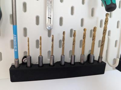Drill bits magnetic holder for Ikea Skadis pegboard