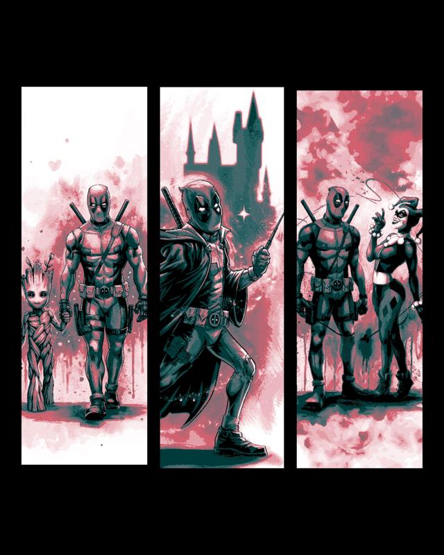 Deadpool has a way of getting around - Fan Art Set of Bookmarks of the Marvel Character