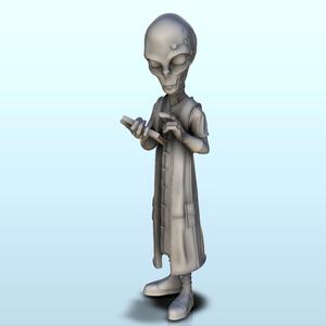 Alien man of letters with book (8) (+ pre-supported version & rounded base) - SF Warhordes ET extraterrest Confrontation