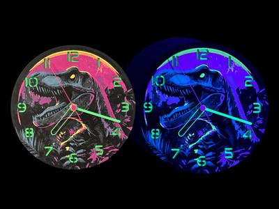 wall / desk clock Neon Street Art T-Rex
