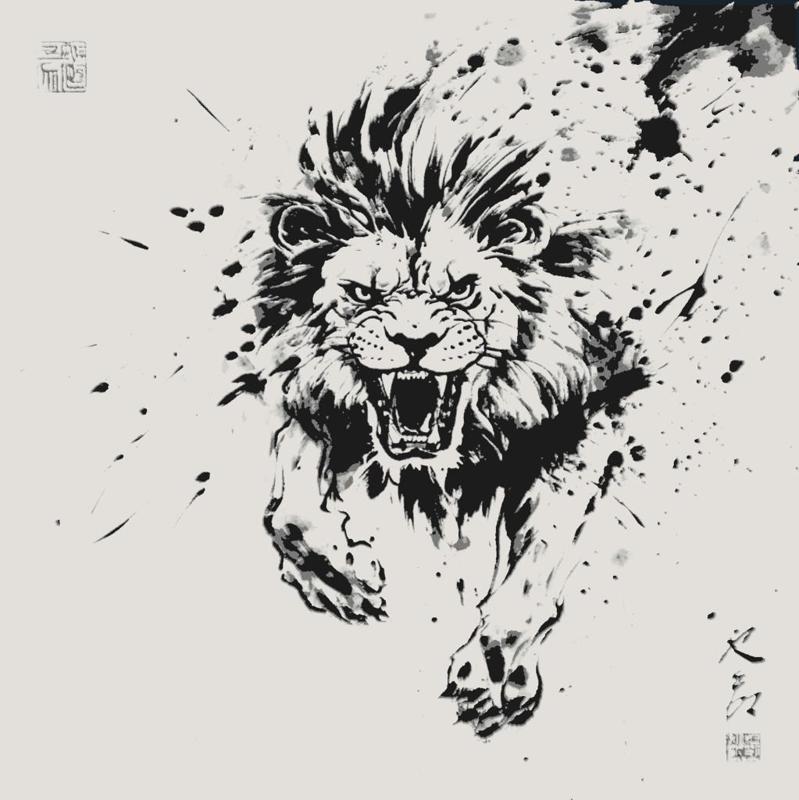 Lion attacking (Hueforge)