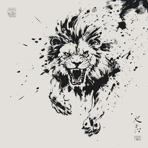 Lion attacking (Hueforge)