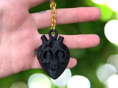 Skull Heart Pendant, Anatomical Heart Skull