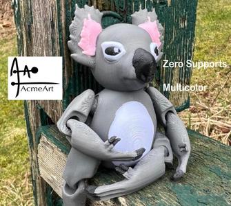 Koala bear print in place articulated jointed animal / toy MULTICOLORED compatible and pre painted