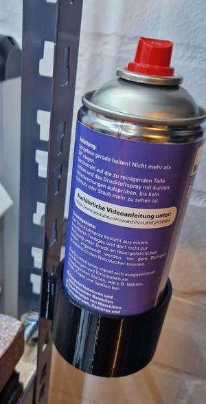 Can Holder for Metal Shelving Unit with T-Profile