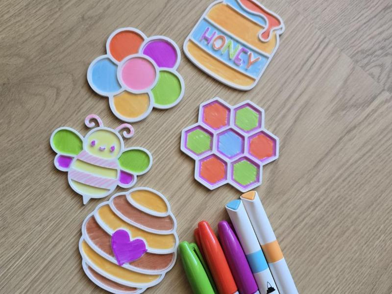 Cute Bee Honey Hive Comb Coloring Set Color