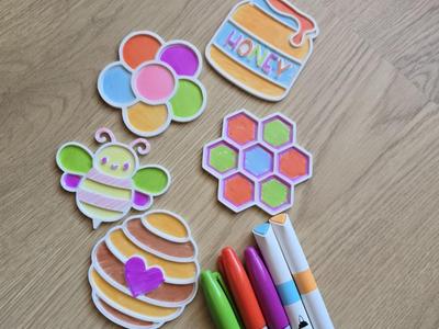 Cute Bee Honey Hive Comb Coloring Set Color