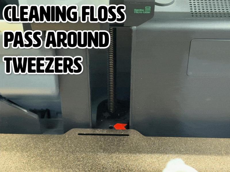 Cleaning floss pass around tweezers