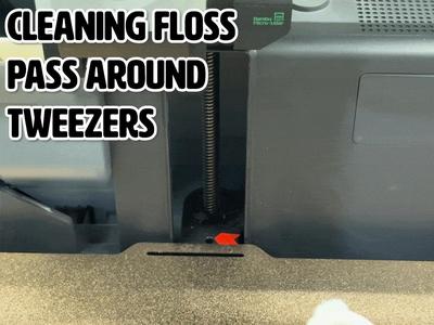 Cleaning floss pass around tweezers