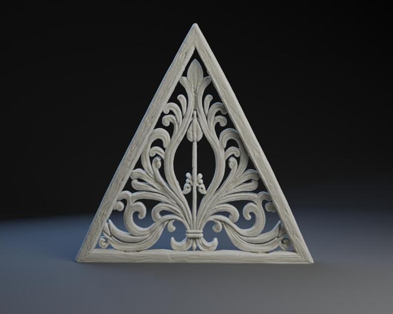 Scroll Art in an Isosceles Triangle