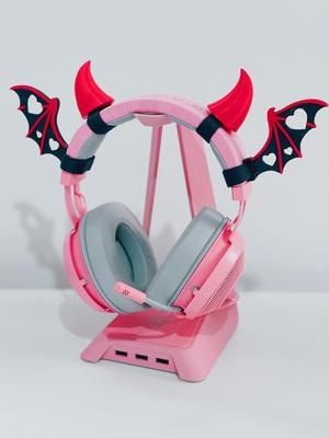 BUNDLE Devil Horns Succubus Wings Headset / headphone Attachment / Accessory