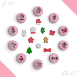 Christmas Studs Polymer Clay Cutter Package, Mini Christmas Set, 10 Models, 2 Sizes Included, No:961