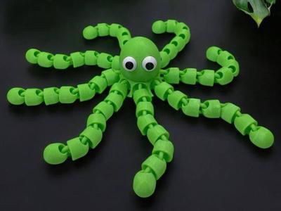 Extra Long - Adorable Flexi Octopus, Green and White