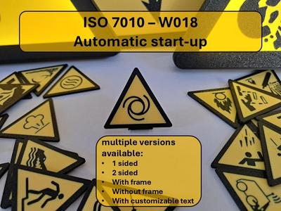 Warning - Automatic start-up - W018 ISO 7010