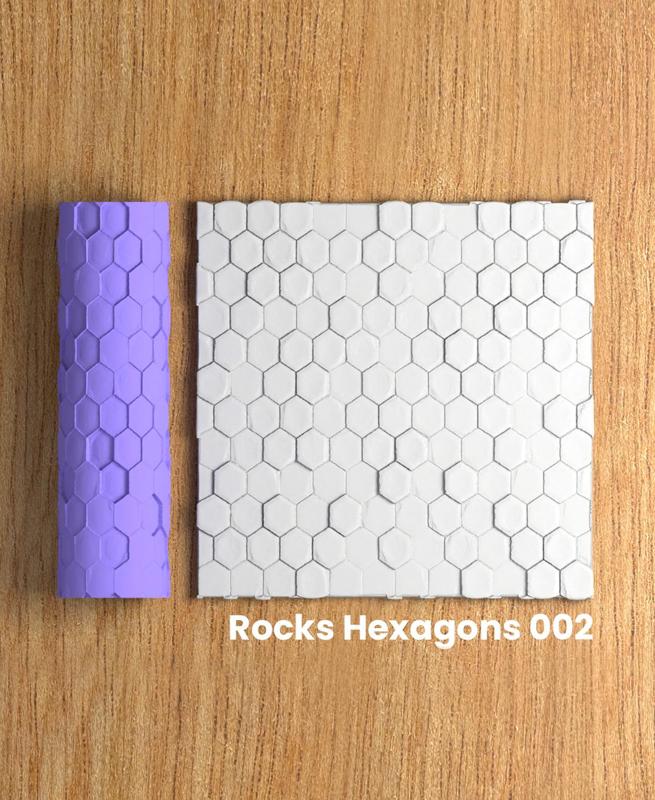 Collection Green | Rocks Hexagons 002 | Polymer Clay Seamless Texture Roller