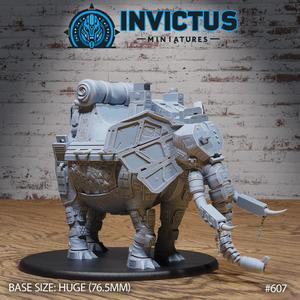 Borg Elephant / Tusked Battle Machine / Mecha Steel Construct / Cyber Mammalia / Steampunk Infantry Monster / Invasion Beast Army  / Cyberpunk Steam Technology / Sci-Fi Encounter