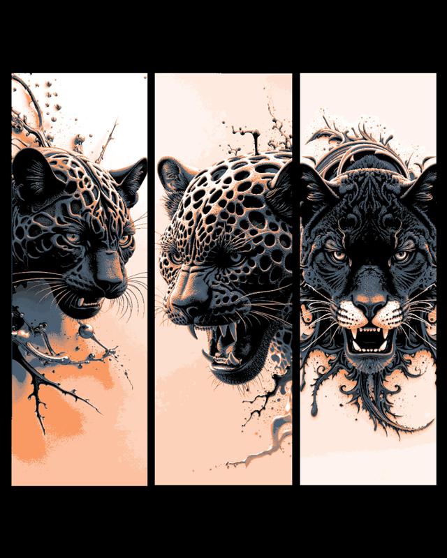 Artistic renders of a Black Panther - Set of Hueforge Bookmarks