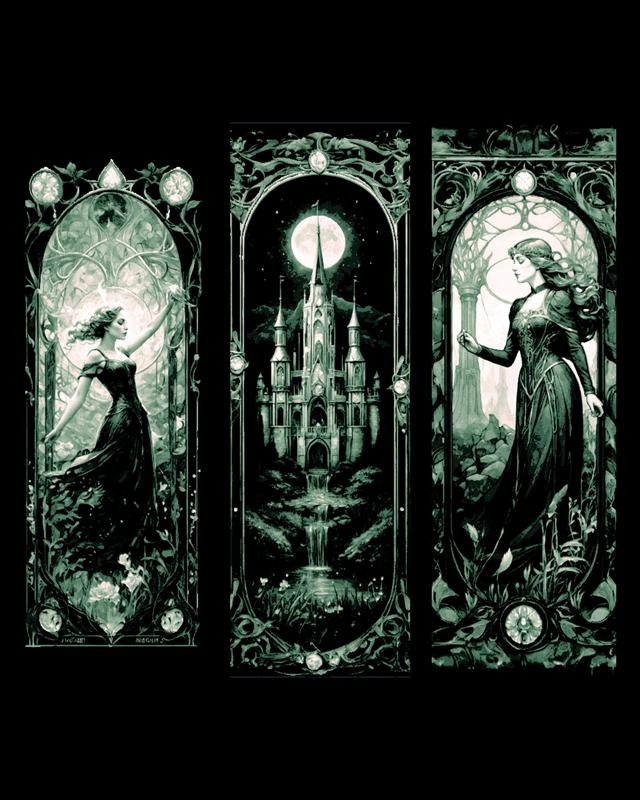 High Fantasy Designs - The lady of the Forest and the Celestial Castle - Set of Bookmarks