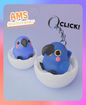 Hyacinth Macaw Parrot Clicker & Keychain (Multicolor)