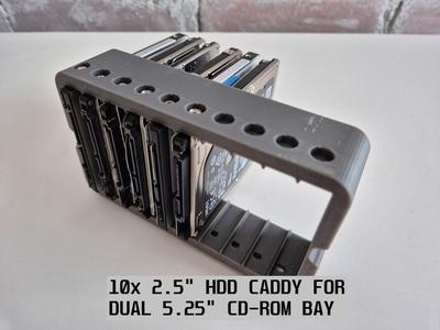 10x 2.5" HDD caddy for dual 5.25" CD-ROM bay