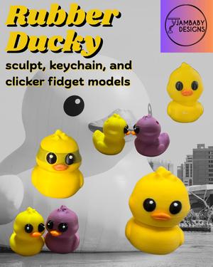 Rubber Ducky Collection-- Clicker Fidget, Keychain and Sculpt