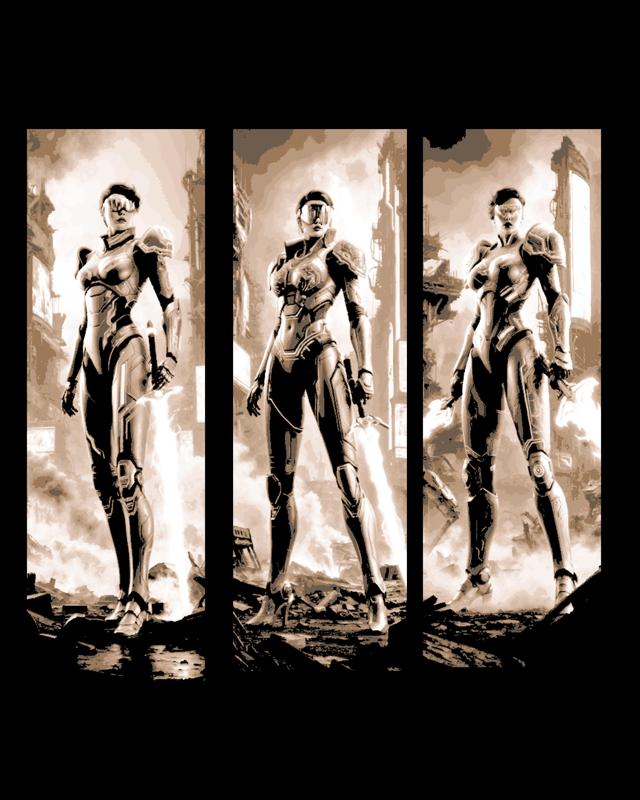 the sleek armor of the Space Warrior Heroine - danger for all others - set of bookmarks 