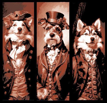 Set of 3 Bookmarks - Dapper Doggy Portraits before the Victorian Ball