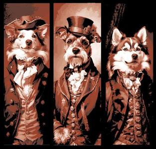 Set of 3 Bookmarks - Dapper Doggy Portraits before the Victorian Ball