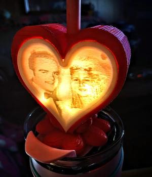Heart Lithograph Holder Lighted with Fairy Light String