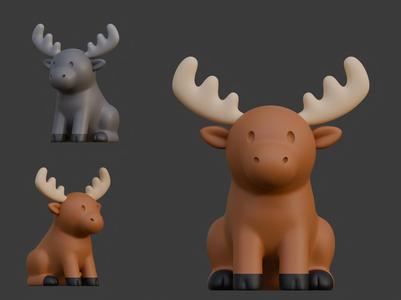 Cute Cartoon Moose – Stylized 3D Model