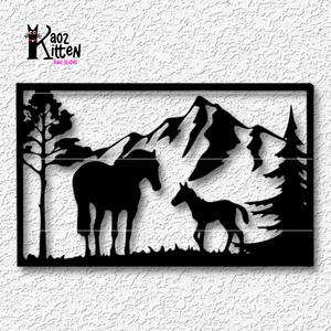 Mountain horses wall art cabin decor