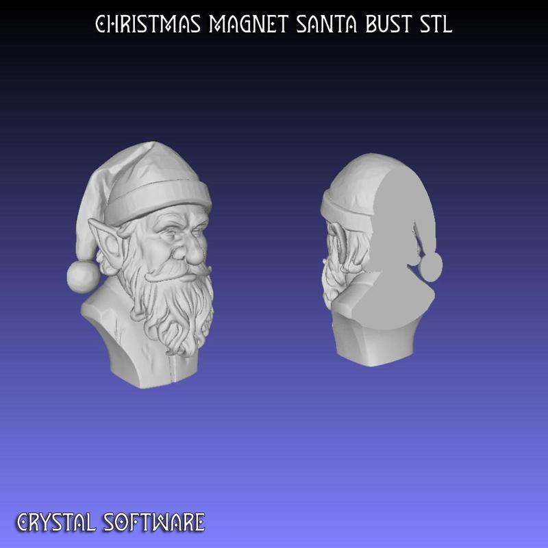 Christmas Santa Bust Refrigerator Magnet 3D Printable Digital STL File