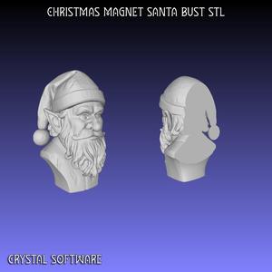 Christmas Santa Bust Refrigerator Magnet 3D Printable Digital STL File