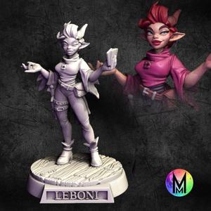 Tiefling Bard / Rogue Female - Leboni the Tiefling Rogue ( Female Tiefling with cards )