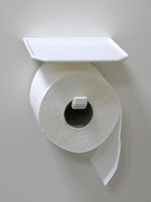 Toilet Paper Holder / Hanger with Shelf Tray (One Part, No Supports) 