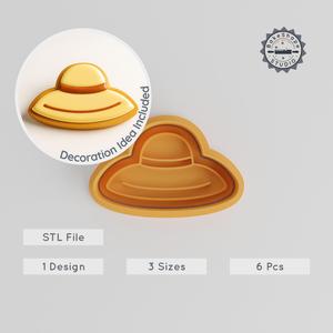 Sun Hat Shape Cutter & Stamp, Cookie & Fondant Mold, Sizes S/M/L, 6 Piece Summer Fashion Set PRODUCT_1148