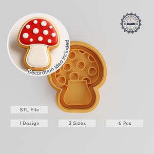 Mushroom Cookie Cutter & Stamp Set, Nature Fungi Baking Tools, 6-Piece Collection, S/M/L Sizes, Perfect for Fondant PRODUCT_999