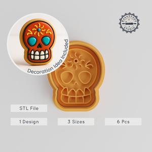 Skull Shape Cutter & Stamp, Cookie & Fondant Decor Set, Day of the Dead, Memento Mori, 3 Sizes PRODUCT_943
