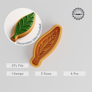Leaf Cookie Cutter & Stamp Set, Nature Leaf, Perfect for Fondant, Botanical Design, 3 Sizes S/M/L, 6 Pieces PRODUCT_1015