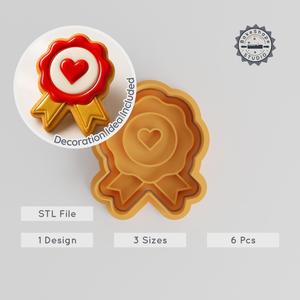 3D Heart Badge Cutter & Stamp, Cookie and Fondant Tool, 6-Piece Set, Small/Medium/Large PRODUCT_34