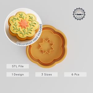Flower Shape Cutter & Stamp, Cookie & Fondant Tools, Floral, Blossom, Botanical, 3 Size Set PRODUCT_49