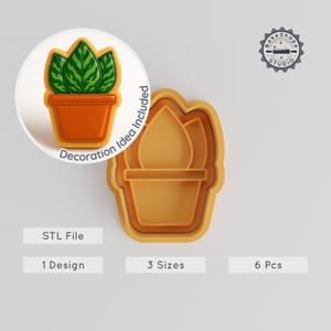 Aglaonema Cookie Cutter & Stamp, Gardening Potted Plant Design, Fondant, 3 Sizes, Nature Pot, Floral Decor, Instant Download STL PRODUCT_389