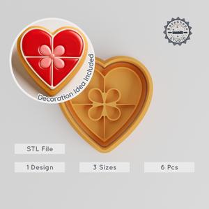 Heart Gift Cutter & Stamp Set, Perfect for Cookies & Fondant, Includes S M L Sizes PRODUCT_207