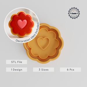 Love Insignia Cookie Cutter & Stamp, Heart Design, 3 Sizes, Perfect for Fondant, Bakeware, Valentine's Day Baking PRODUCT_185