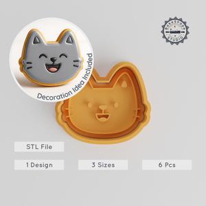 Laughing Face Cookie Cutter & Stamp, Fun Baking Mold Set, Happy Joyful Expressions, S/M/L Sizes, 6-Piece Pack PRODUCT_836