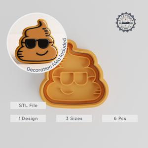 Smiling Poop Shape Cutter & Stamp Set, Perfect for Cookies & Fondant, 3 Sizes, Fun Emoji Design PRODUCT_374