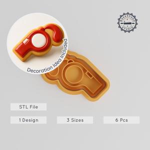 Whistle Cutter & Stamp Set, Sport Whistle Cookie Mold, Fondant Decor, S/M/L Sizes, 6 Pieces PRODUCT_591