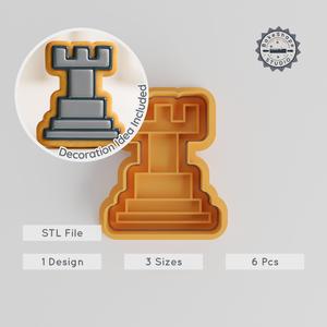Chess Shape Cutter & Stamp Set, Perfect for Cookies & Fondant, Includes 6 Pieces in S/M/L Sizes PRODUCT_542