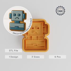 Robot Shape Cutter & Stamp Set, Perfect for Cookies & Fondant, Includes 3 Sizes, 6 Pieces PRODUCT_549